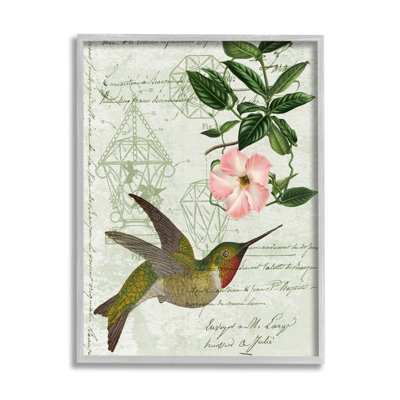 Mangeoire à colibri rétro, rose et floral, antique par Daphne Polselli