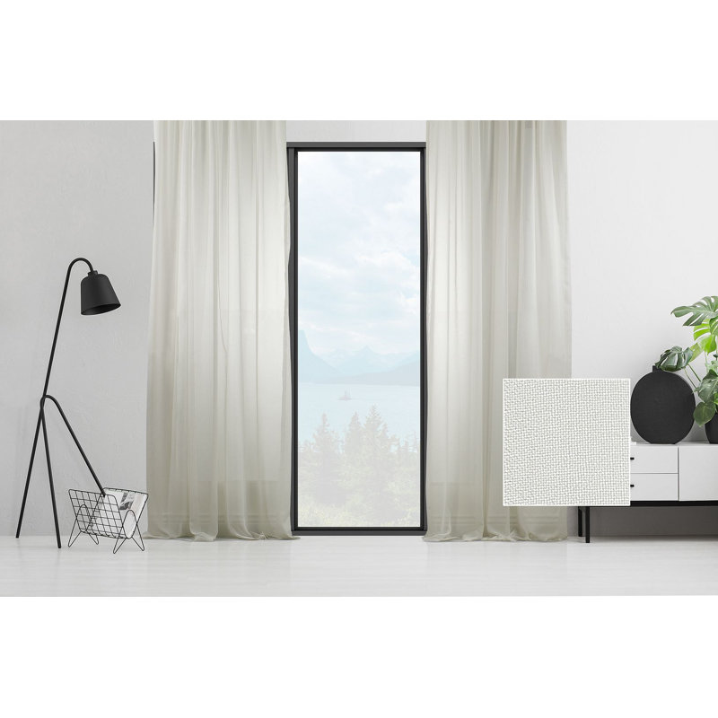 Sheer Curtain Panel Pair, Off-White, 140cm Width x 225cm Drop