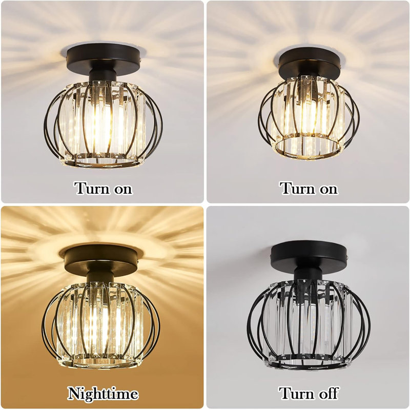 Lustre en cristal doré 32 po