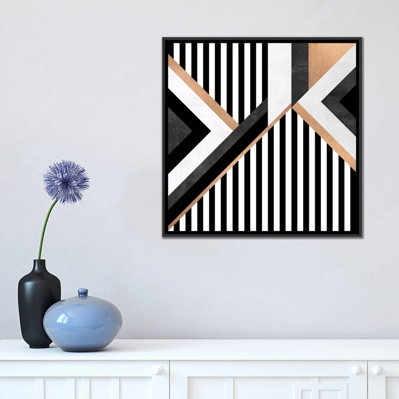 «Stripe Combination», impression sur toile tendue, H 18 po x l 18 po x P 1,5 po, Toile encadrée noire, Pas de tapis