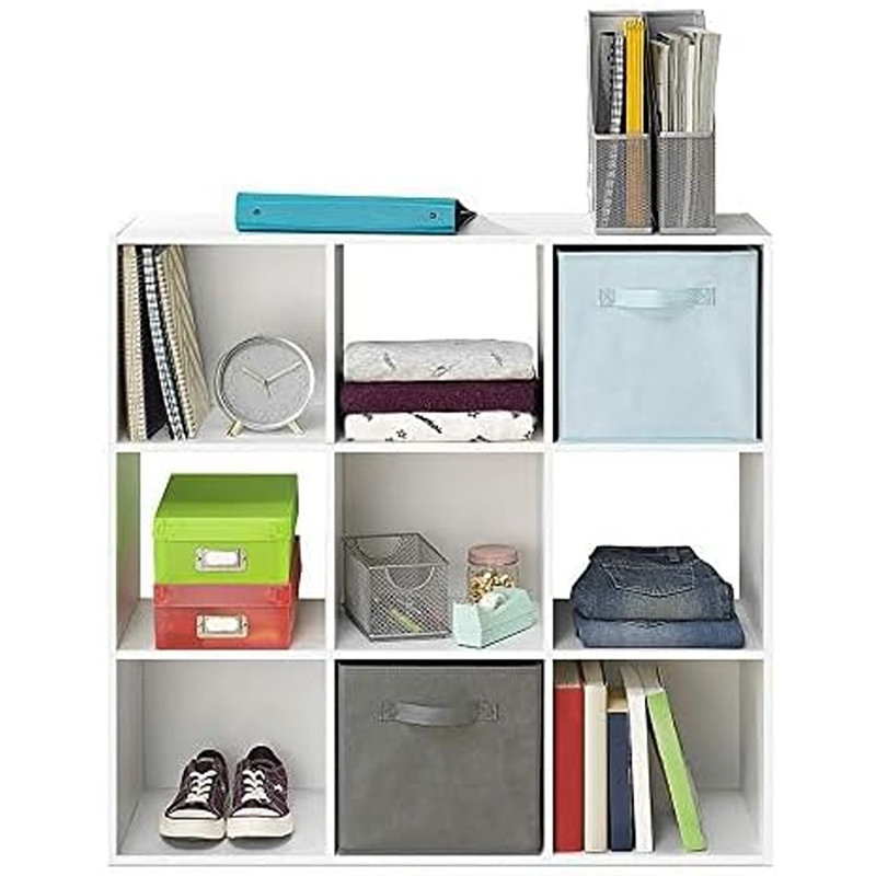 Bibliothèque blanche à 3 niveaux avec 3 panneaux de rangement empilables en MDF avec rangement ouvert pour la maison, le bureau et la chambre à coucher