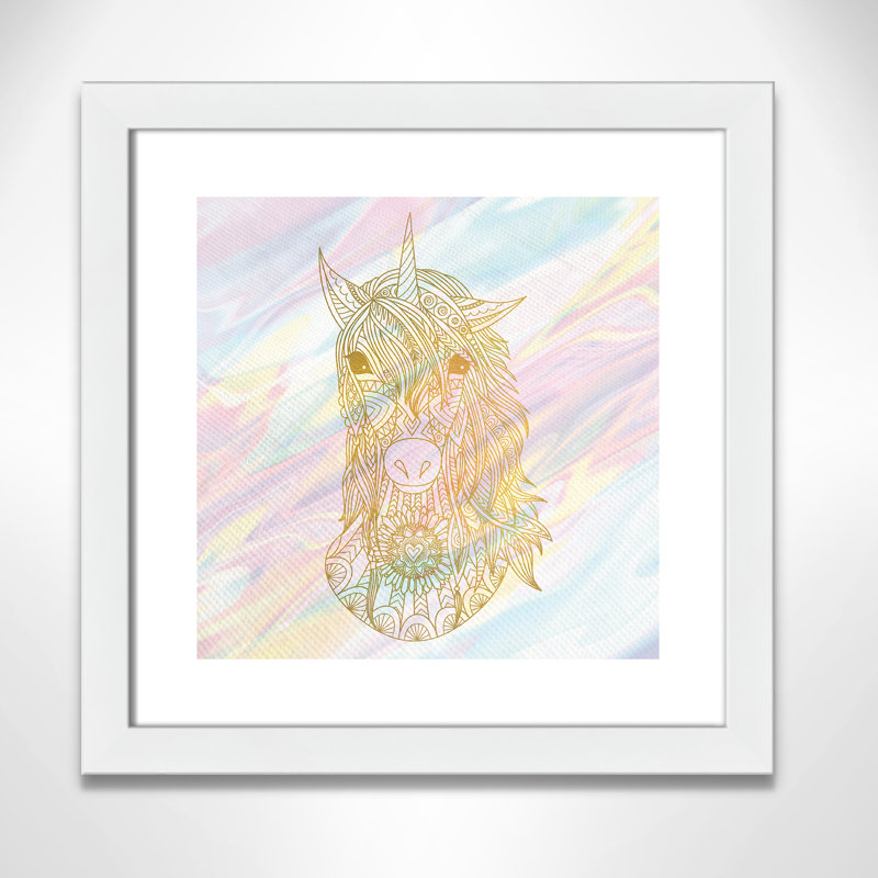 Dreaming licorne 2, H 12 po x l 12 po x P 0,63 po, Cadre blanc