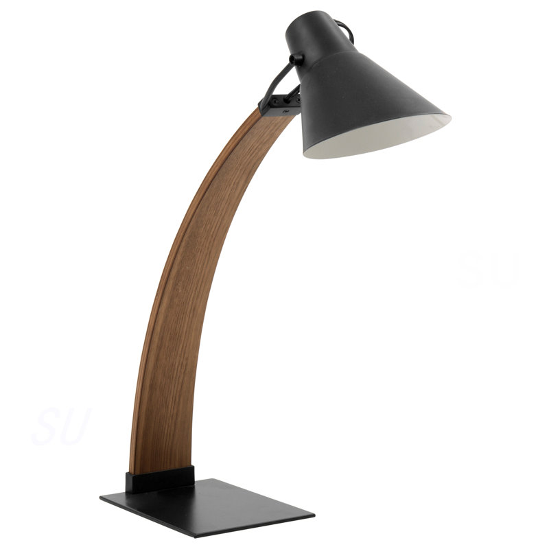 Lampe de table Noah Mid-Century moderne en noyer et noir par