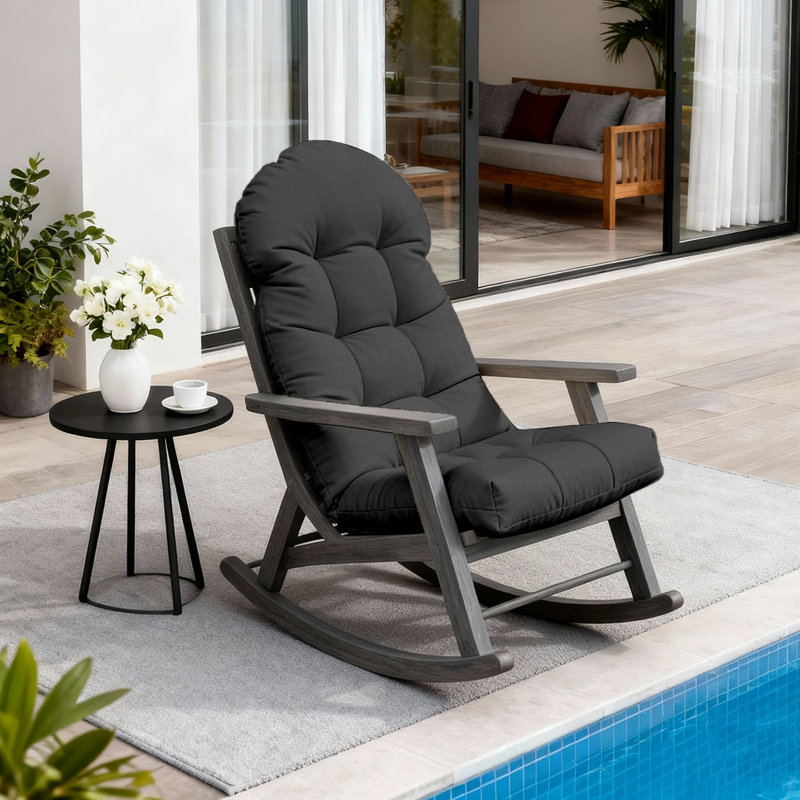 Coussin de siège et dossier de chaise berçante d'extérieur Adirondack (ensemble de 2), 2, Gris foncé