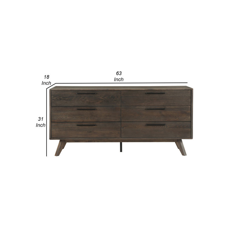Solid Wood 63'' W 6 - Drawer Dresser