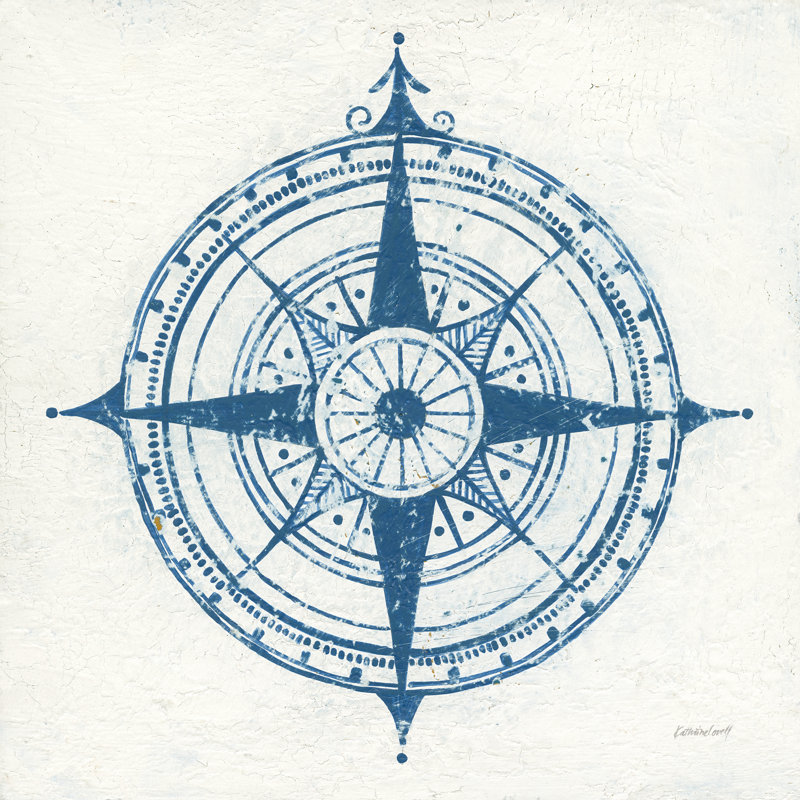 Indigo Gild Compass Rose II by Kathrine Lovell - Wrapped Canvas Art Prints, 51cm H x 51cm W x 3.8cm D