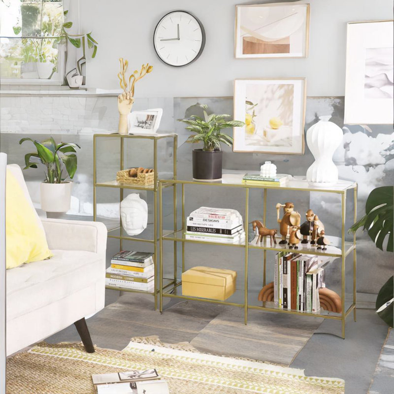 Annerike Gold Glass 4 Tier Side Table