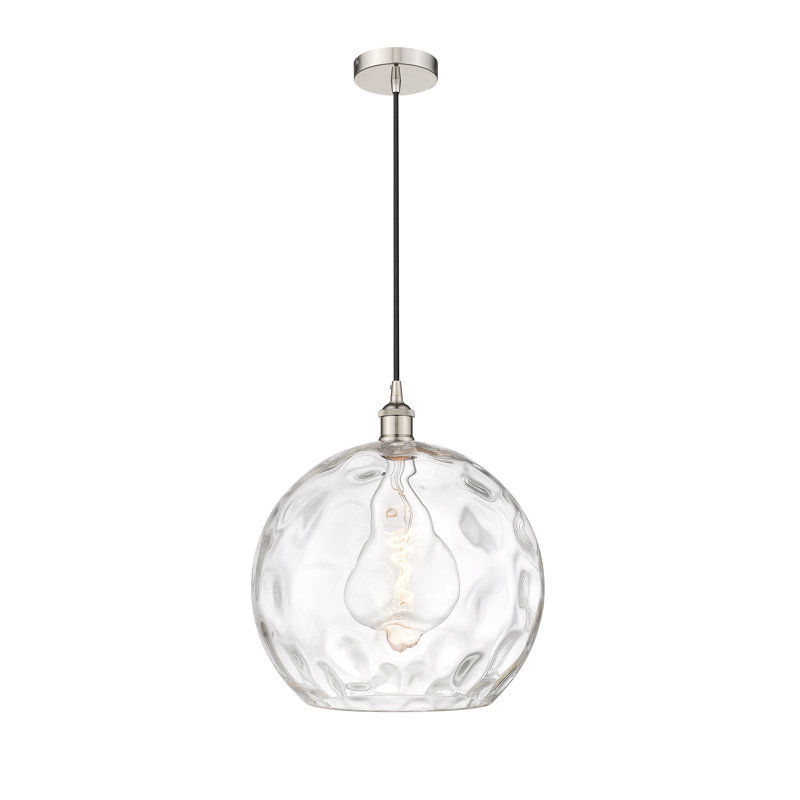 Luminaire suspendu simple à 1 lumière Ralph, H 15,88 po x l 13 po x P 13 po, Nickel poli