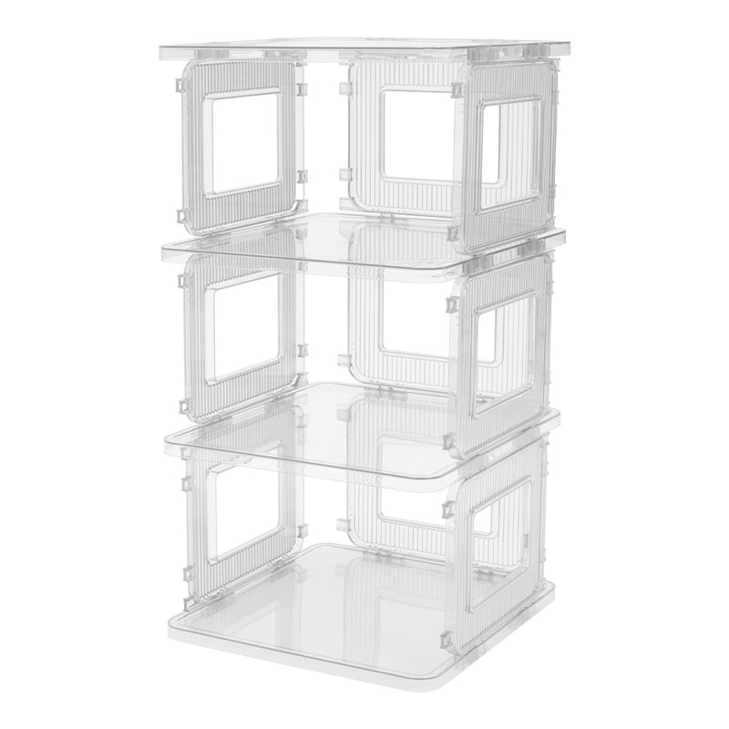 3 Pair Stackable Shoe Rack, Transparent