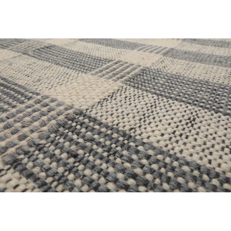 Tapis moderne en laine tissé à la main ivoire, Rectangle 9 pi x 12 pi