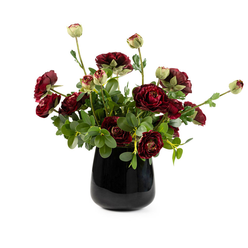 Faux Burgundy Floral Arrangement in Vase