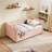 Twin Size Cozy Gingham Daybed With Two Storage Drawers, With USB Port And Adorable Wave Shaped, Linen Fabric-671010318