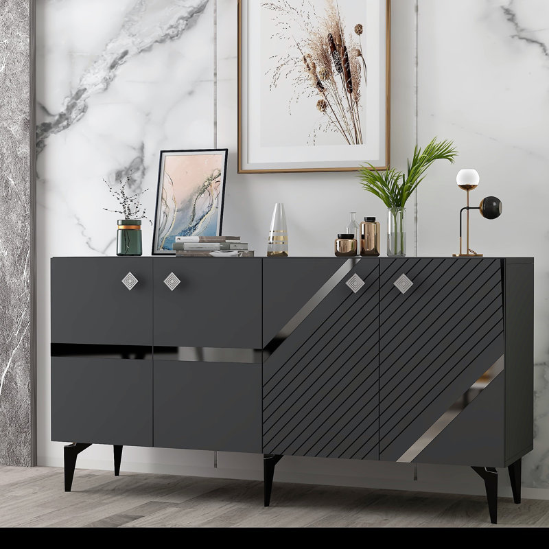 Zeiger 150 Cm Wide Sideboard, Grey/Silver