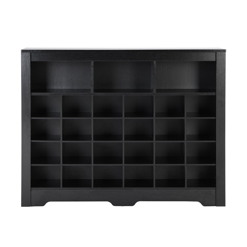 Black Shoe Sideboard With 24 , Sleek For Bedroom Living Room Cabinet, Home Use, Black