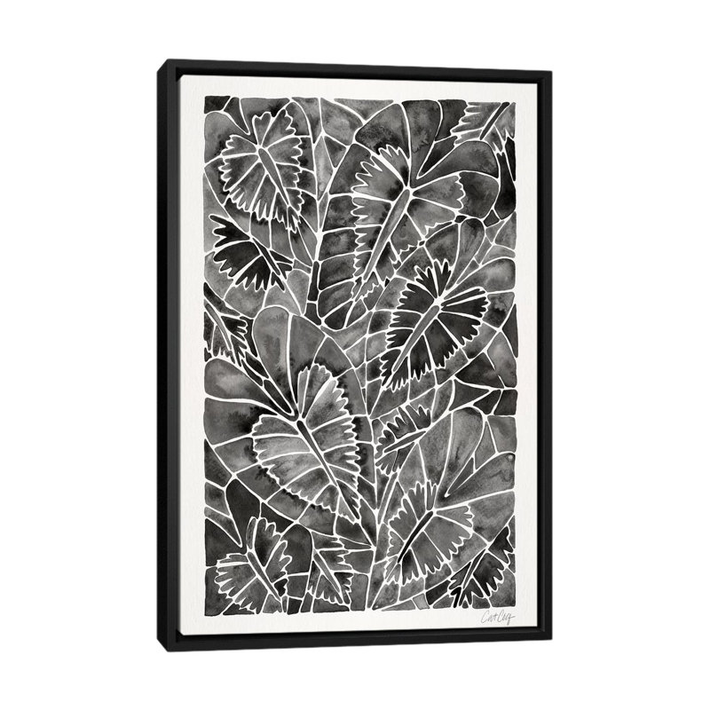 Strickler noir Schismatoglottis Calyptrata, H 26 po x l 18 po x P 1,5 po, Toile avec cadre noir, Pas de tapis
