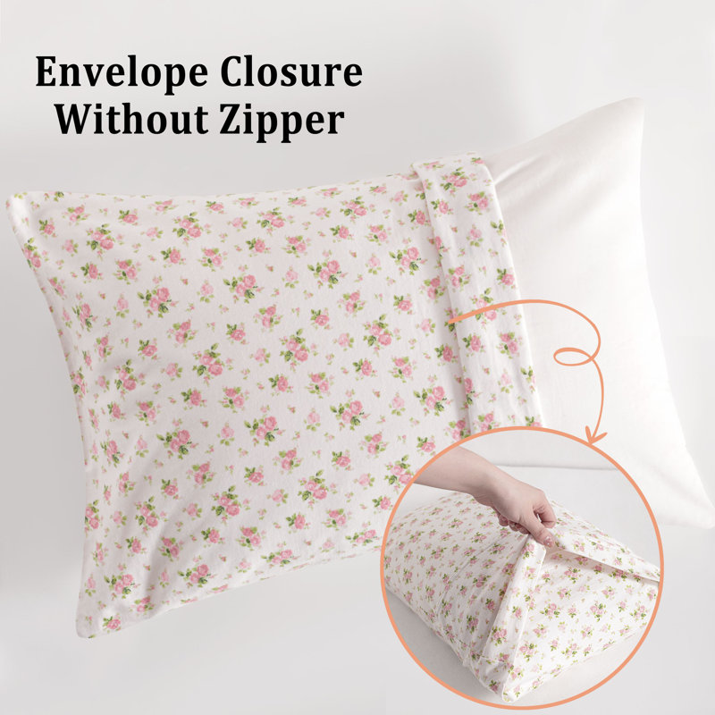 Toddler Pillowcase - Jersey Cotton Crib Size, Beige/Pink Floral 4
