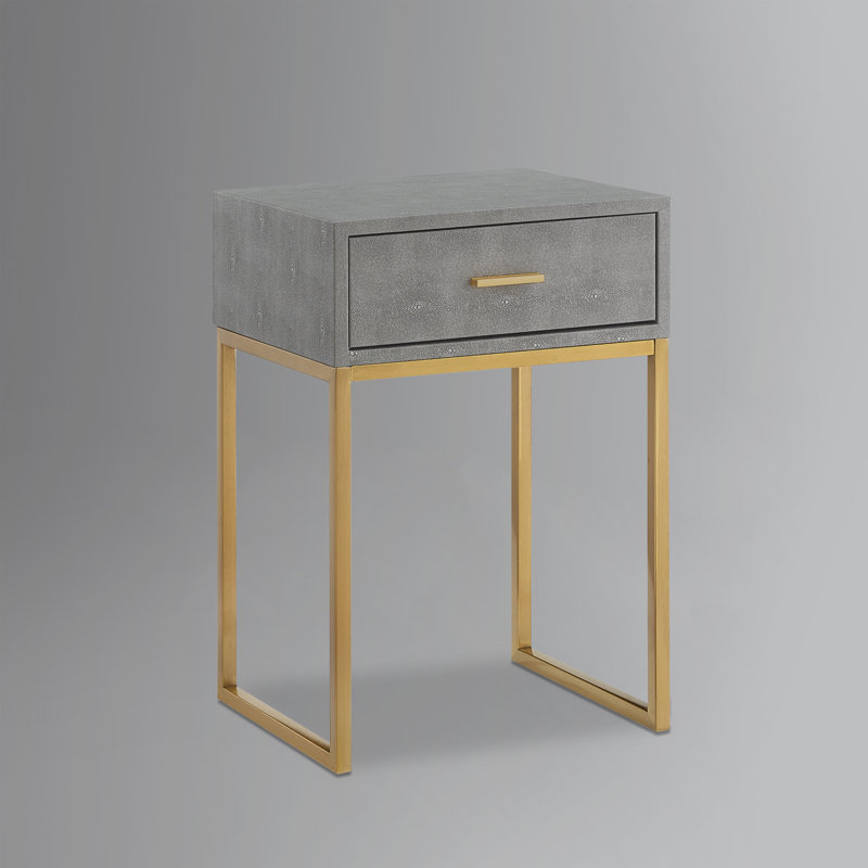Table de bout Yadira, Or brossé, gris