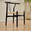 Set Of 2 Chairs - Mid-Century Dining Chairs - Natural Wood Color Frame With Woven Seat-485731601