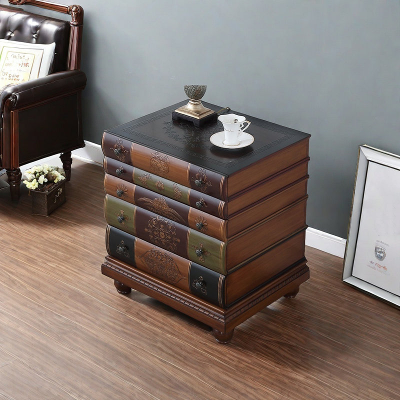 Book-Inspired Cabinet with Embossed Details