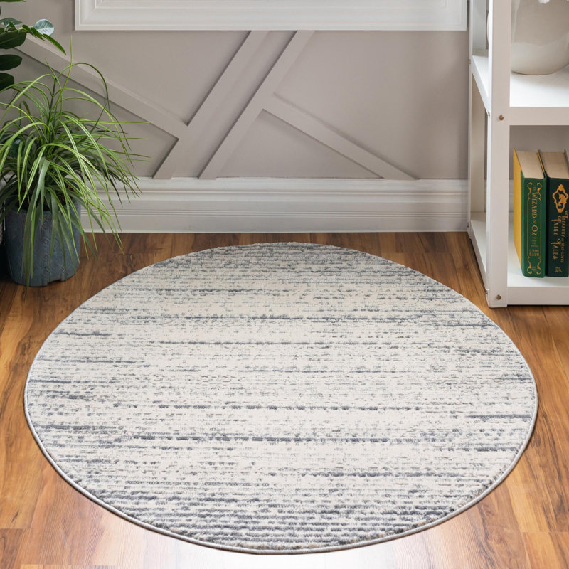 Tapis contemporain Araceli couleur océan, Rond 4 pi