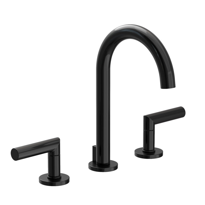 Pavani Widespread Bathroom Faucet with Drain Assembly, Gloss Black