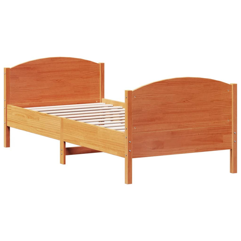 Andranae Solid Wood Bed, European Single (90 x 200cm), Wax brown