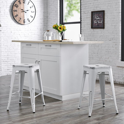 Tabouret de bar et de comptoir en métal de style champêtre rustique Kendraya