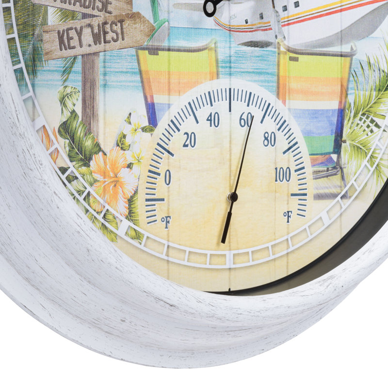 15.75" Indoor/Outdoor Margaritaville Wall Clock w/ Temp