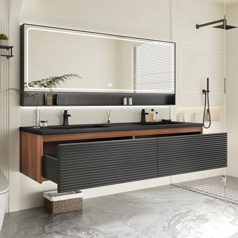 70.55" Wall-Mount Double Bathroom Vanity Base Only