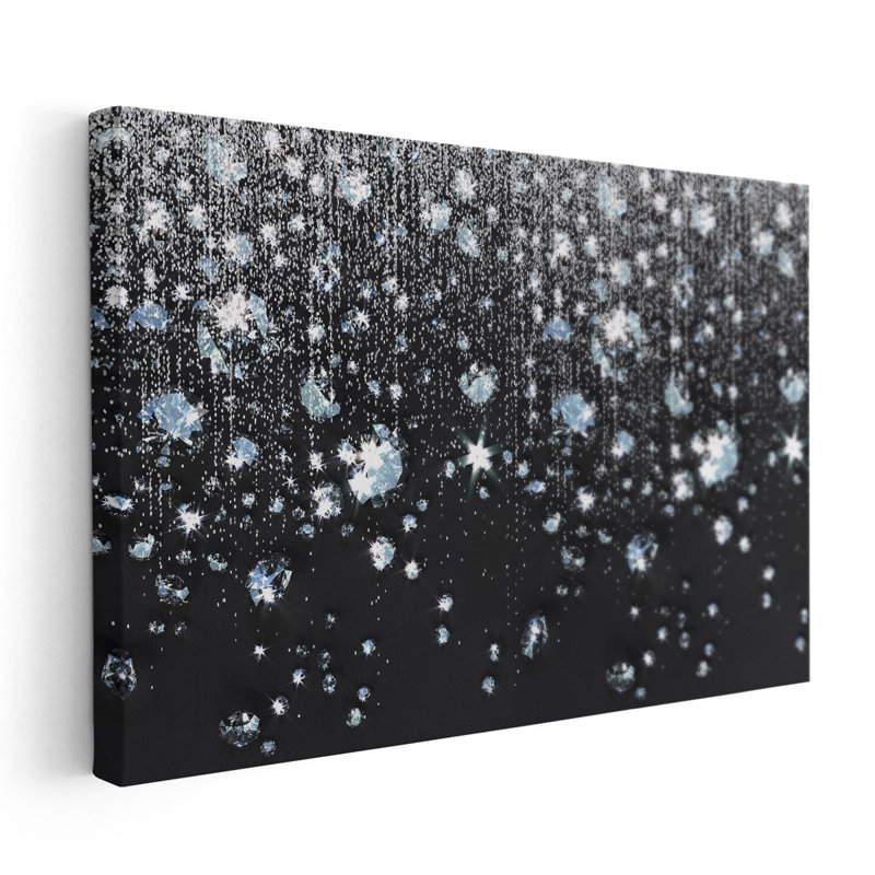 Art mural noir et blanc, art mural abstrait, grand art mural moderne pour chambre à coucher | Diamants , H 24 po x l 36 po