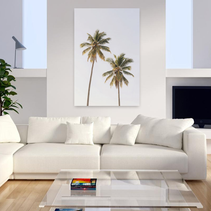 Palmiers abstraits, art mural contemporain, H 48 po x l 32 po