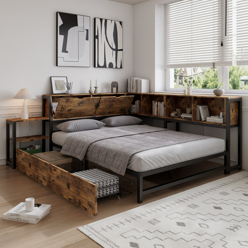 Rustic Double Storage Bed