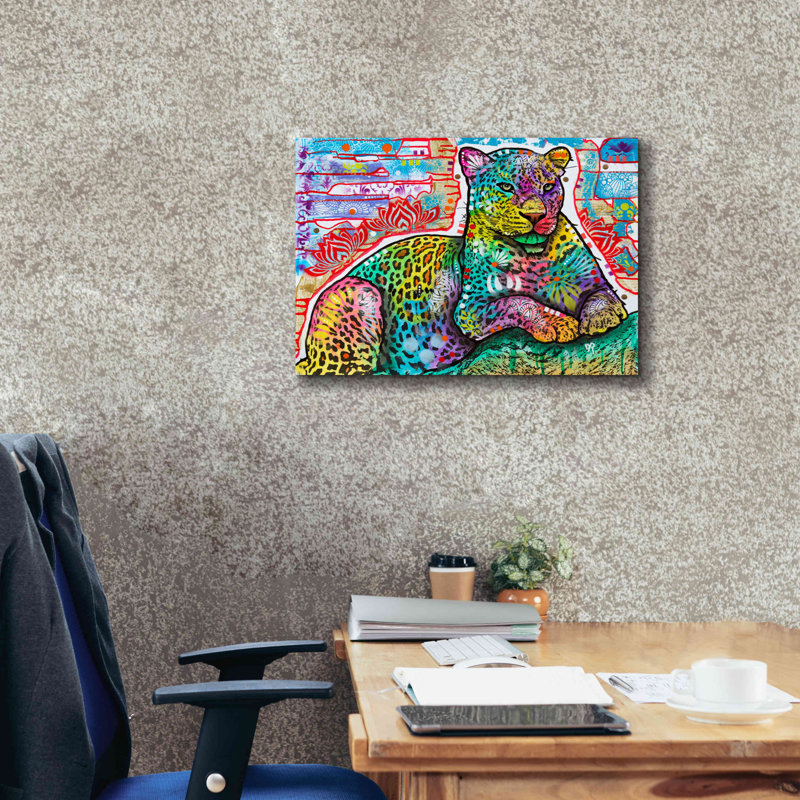 «Electric Leopard» par Dean Russo, art mural sur toile, H 18 po x l 26 po x P 0,75 po