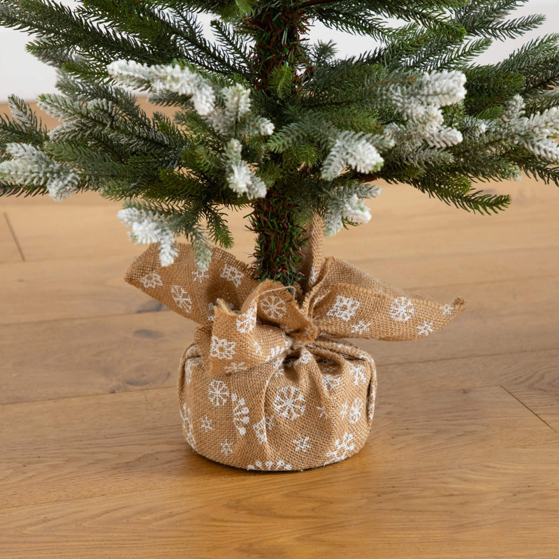 2Ft. 3Ft. 4Ft. Artificial Snowed Balsam Fir Christmas Tree In Burlap Wrapped Base - Set Of 3