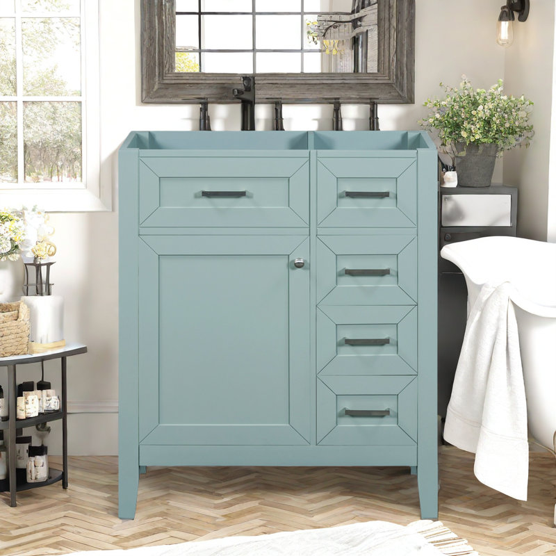 Meuble-lavabo simple Seph 29,5 sans comptoir, Vert