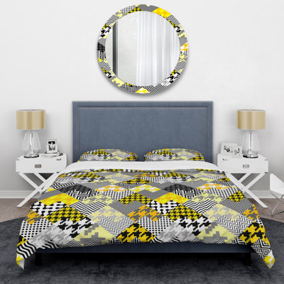 Yellow And Silver Patchwork Patchwork Duvet Cover