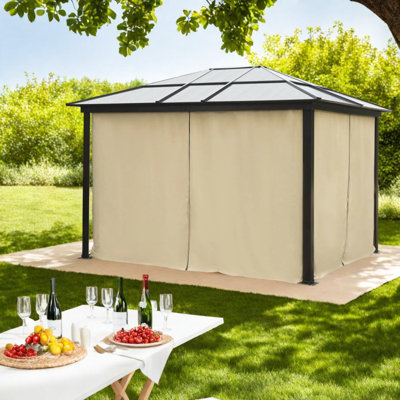 Pavillon de jardin à toit rigide durable, structure en aluminium, style patio moderne