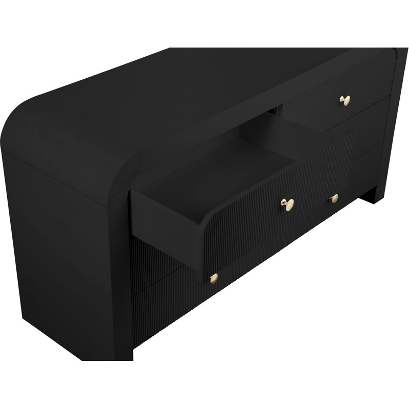 Alessondra 6 Drawer Fluted 62" W Dresser, Black
