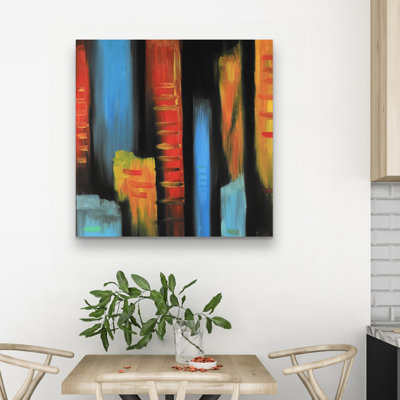 Abstract and colorful tall buildings - 32"x32" art on canvas