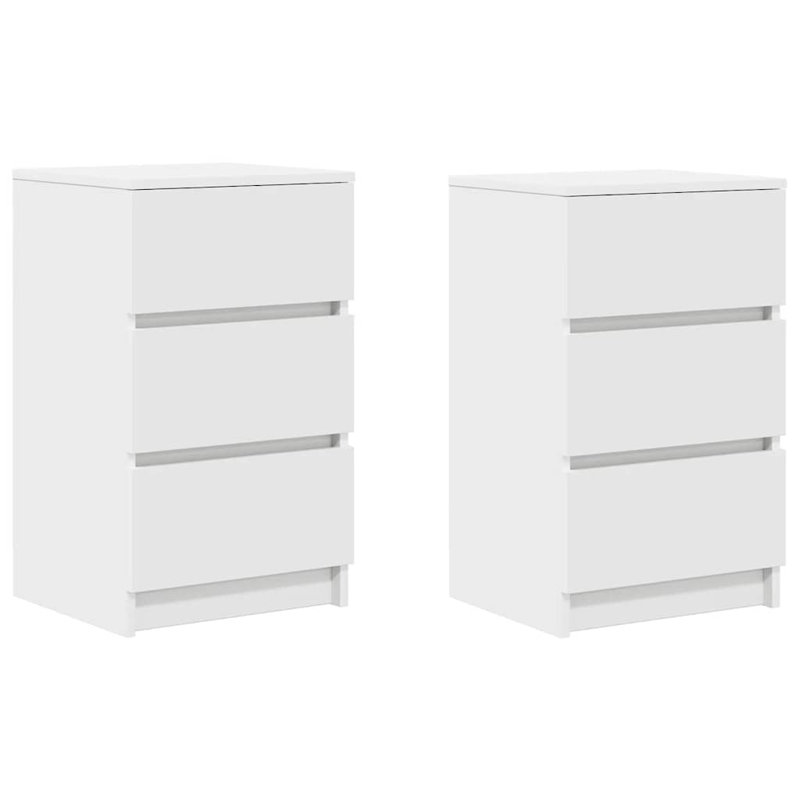Bedside Cabinets With 3 Drawers 2 Pcs 39X35x65 Cm, White