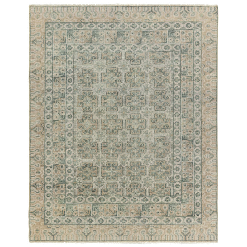 Jaipur Living Stage SLN19 Handknotted Medallion Green and White Area Rug (9'x12'), Rectangle 10' x 15'