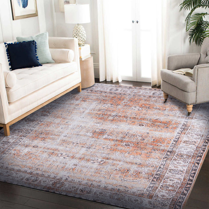 Tapis beige à motif rétro Vintage, Rectangle 9 pi 11 po x 13 pi 2 po