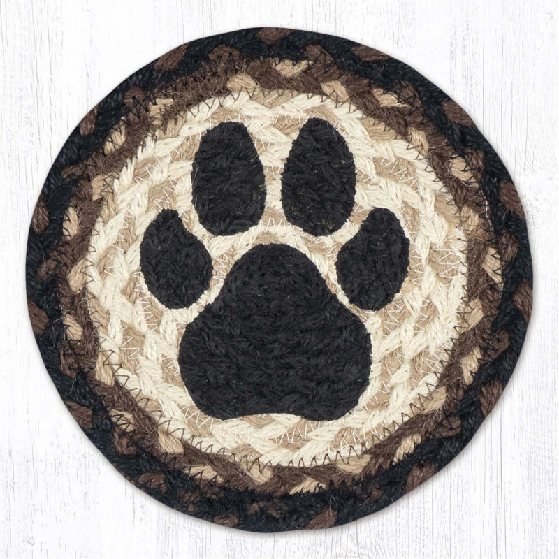  Grande jute tressée ronde en forme de patte pour grand chien 7 po H, pochoir rustique