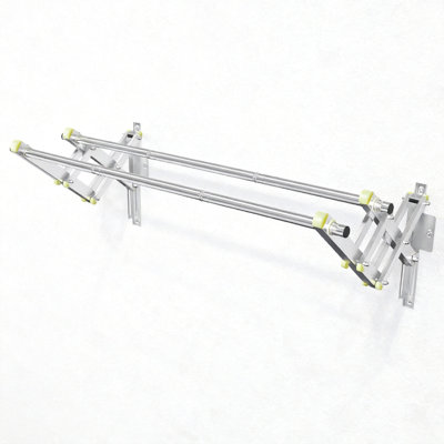 Foldable Wall-Mounted Clothes Rack, 2 Rows (Silver)