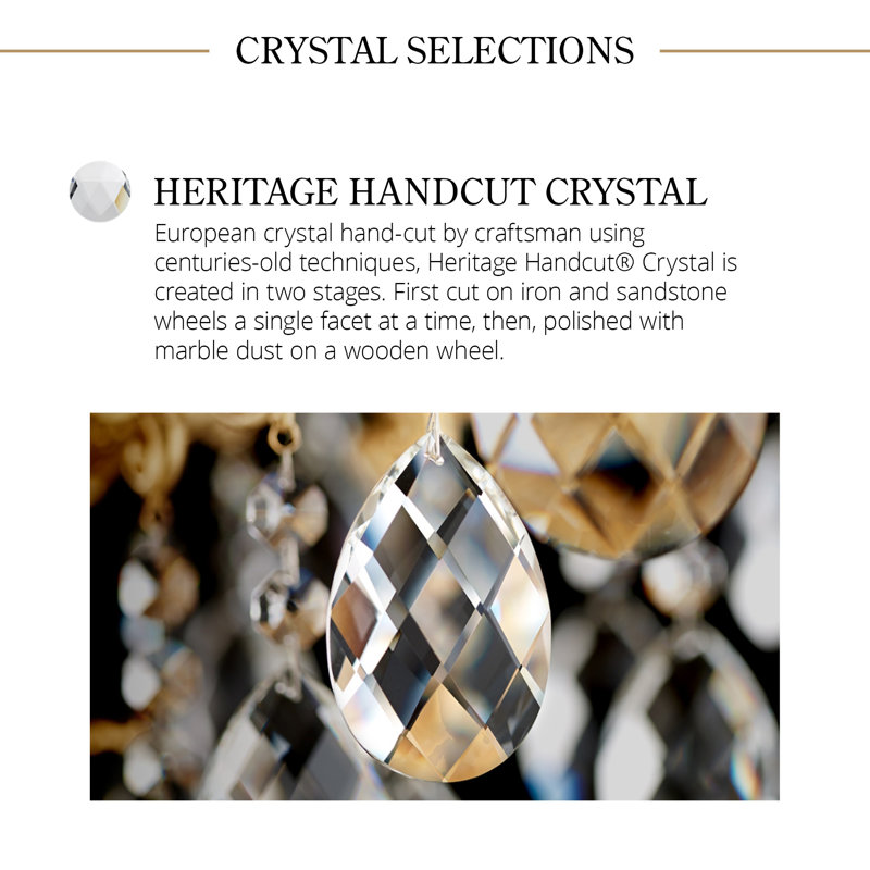 Century 8 - Light Candle Style Chandelier, French Gold, Heritage Handcut Crystal Clear