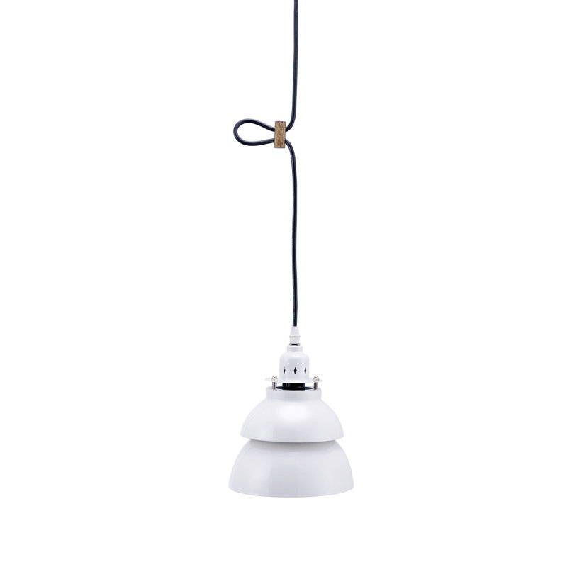 Luminaire suspendu industriel en métal blanc à deux niveaux, Blanc