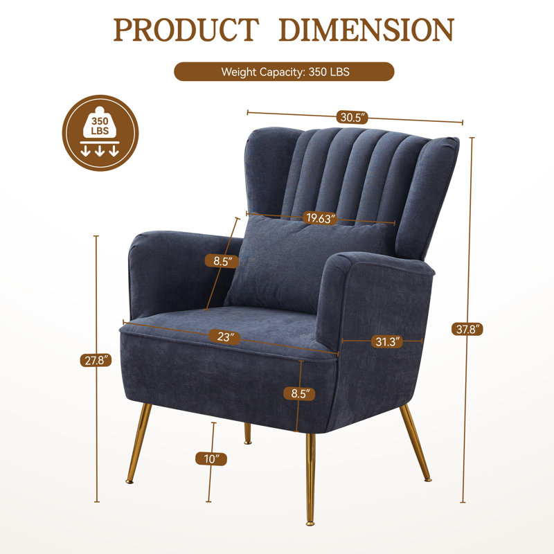 Fauteuil rembourré à oreilles, Marine