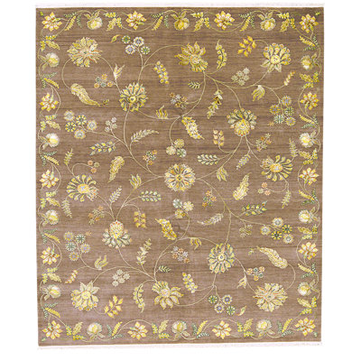 High-Quality Hand-Knotted Brown Area Rug