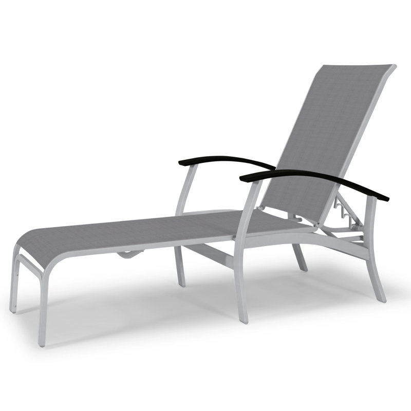 Askar Outdoor Rust-Resistant Metal Chaise Lounge, Black P70, Textured Desert, Titanium Sunbrella®