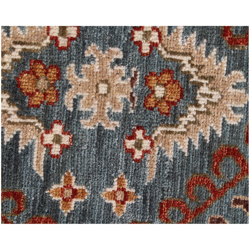 Tapis en laine rouille vert noué à la main à motif géométrique audacieux à motif de losanges du sud-ouest